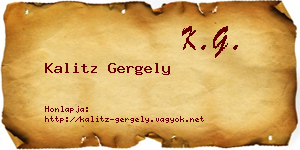 Kalitz Gergely névjegykártya